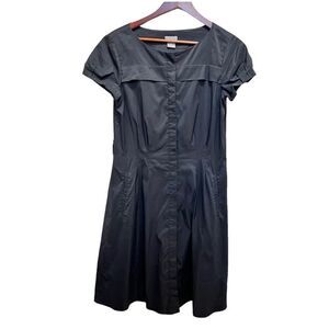 𝅺Ann Taylor Black Button Up Dress Cap Sleeve Size 4 Classic Neutral